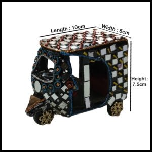 Decorative Mirror Work Rickshaw (L-10cm, W-5cm, H-7.5cm)