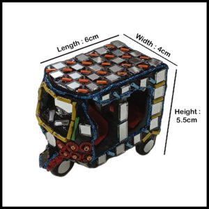 Decorative Mirror Work Rickshaw (L-6cm, W-4cm, H-5.5cm)