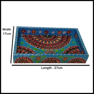 Handcrafted Bundi Decorative Serving Tray – Length: 27 cm × Width: 17 cm