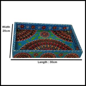 Handcrafted Bundi Decorative Serving Tray – Length: 30 cm × Width: 20 cm