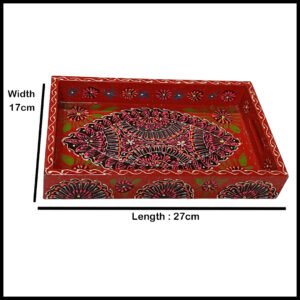 Handcrafted Bundi Decorative Serving Tray – Length: 27 cm × Width: 17 cm