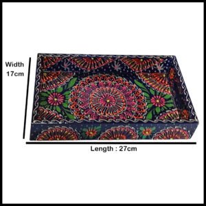 Handcrafted Bundi Decorative Serving Tray – Length: 27 cm × Width: 17 cm