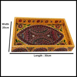 Handcrafted Bundi Decorative Serving Tray – Length: 30 cm × Width: 20 cm