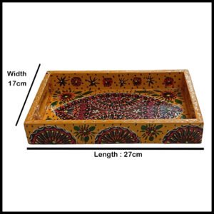 Handcrafted Bundi Decorative Serving Tray – Length: 27 cm × Width: 17 cm