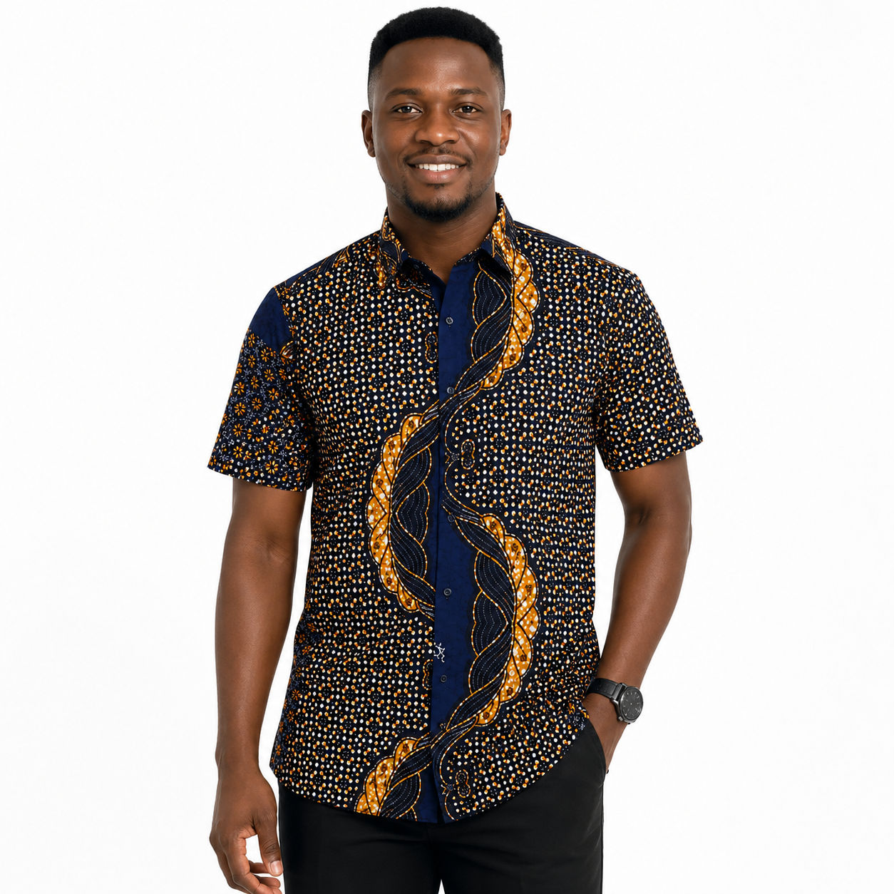African Wax Print Shirt – Handmade Ankara Shirt for Men