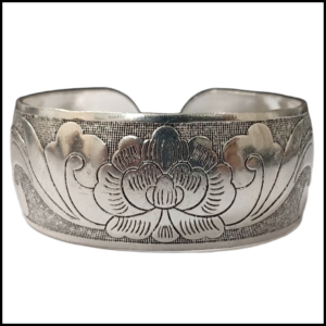 Handcrafted Traditional Floral Engraved Metal Cuff Bracelet