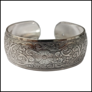 Handcrafted Traditional Floral Engraved Metal Cuff Bracelet