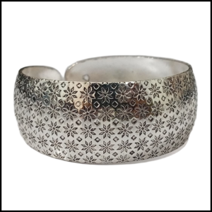 Handcrafted Traditional Floral Engraved Metal Cuff Bracelet