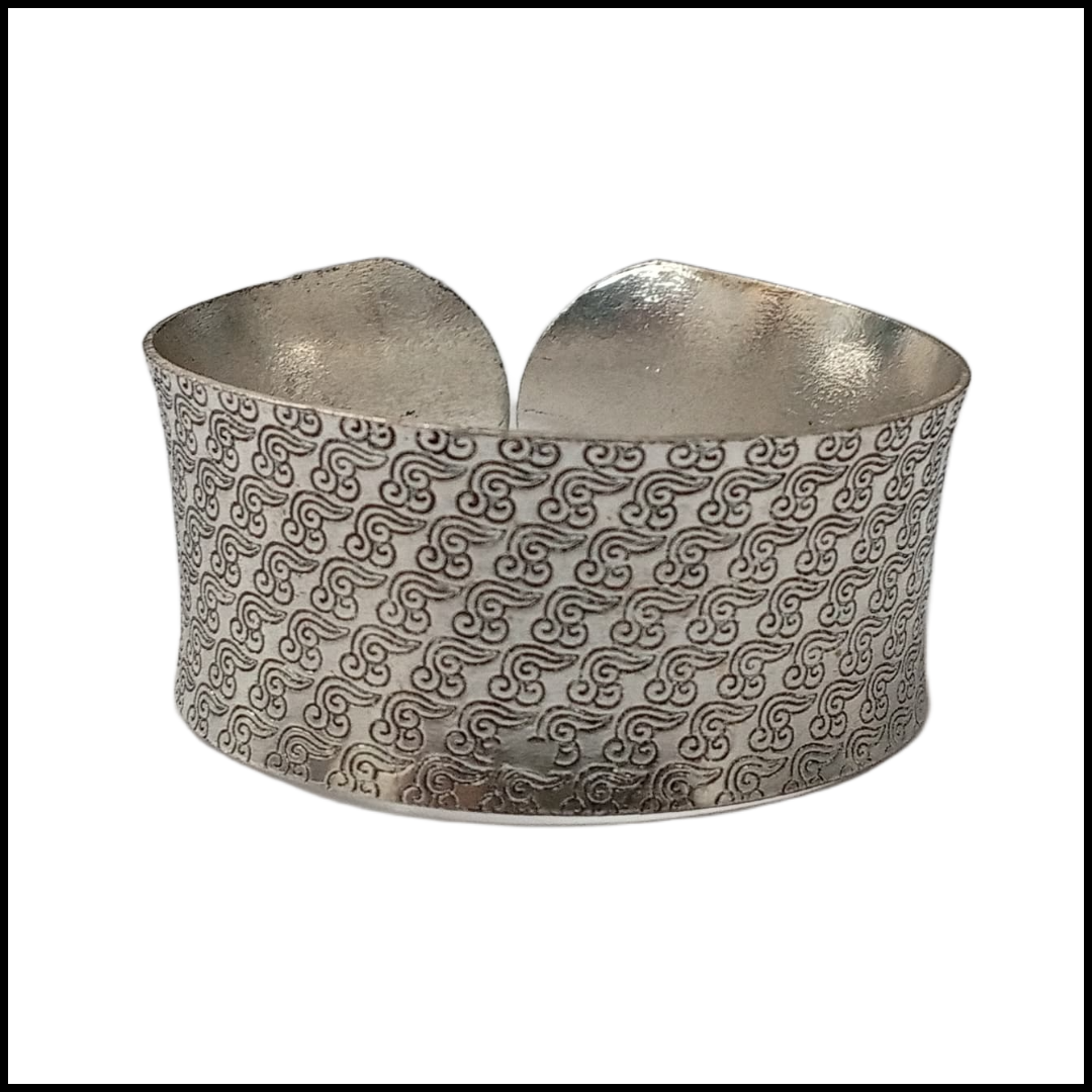 Handcrafted Traditional Floral Engraved Metal Cuff Bracelet