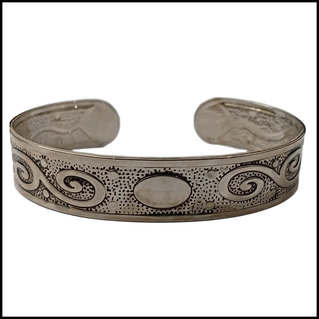 Handcrafted Traditional Floral Engraved Metal Cuff Bracelet