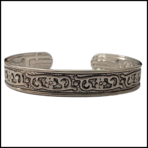Handcrafted Traditional Floral Engraved Metal Cuff Bracelet
