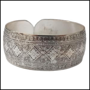 Handcrafted Traditional Floral Engraved Metal Cuff Bracelet