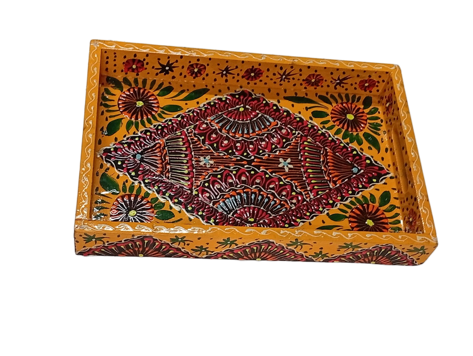 Handcrafted Bundi Decorative Serving Tray – Length: 30 cm × Width: 20 cm - Image 3