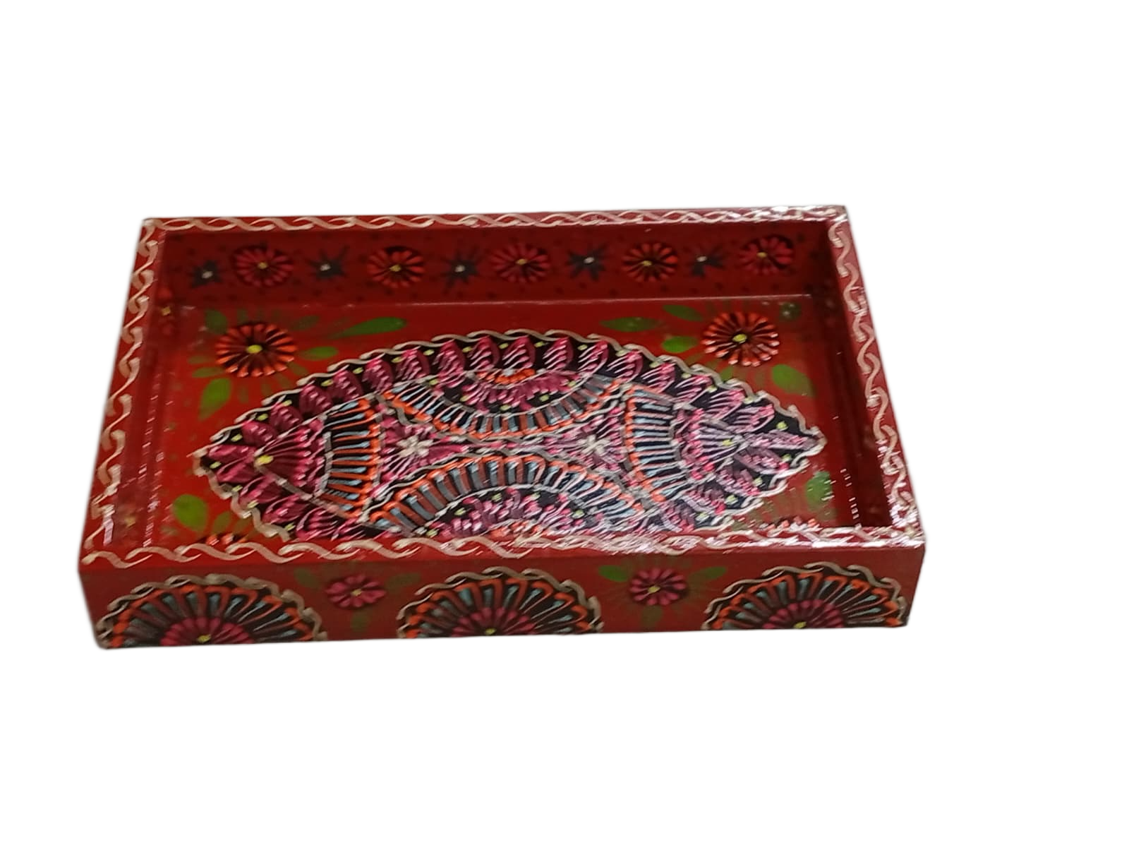 Handcrafted Bundi Decorative Serving Tray – Length: 27 cm × Width: 17 cm - Image 4
