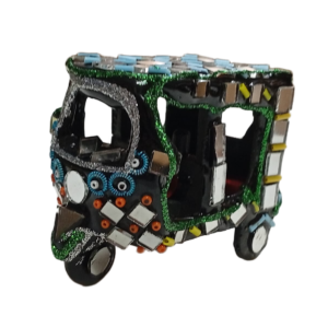 Decorative Mirror Work Rickshaw (L-6cm, W-4cm, H-5.5cm)