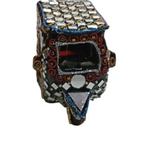 Decorative Mirror Work Rickshaw (L-10cm, W-5cm, H-7.5cm)