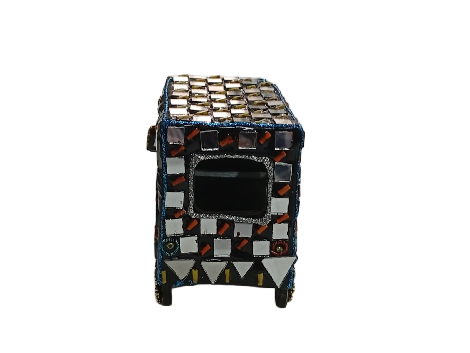 Decorative Mirror Work Rickshaw (L-10cm, W-5cm, H-7.5cm) - Image 4