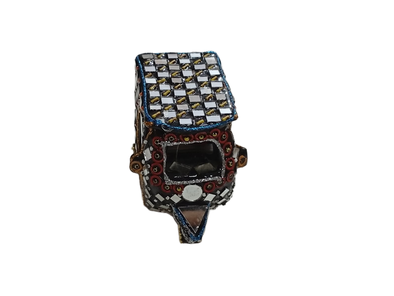 Decorative Mirror Work Rickshaw (L-10cm, W-5cm, H-7.5cm) - Image 5