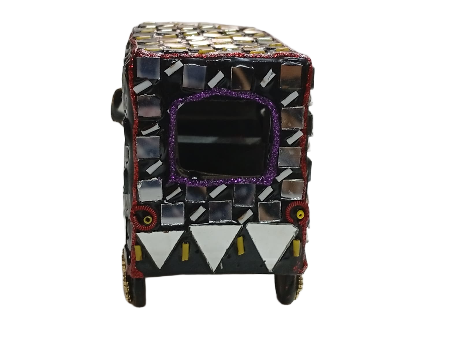 Decorative Mirror Work Rickshaw (L-10cm, W-5cm, H-7.5cm) - Image 3