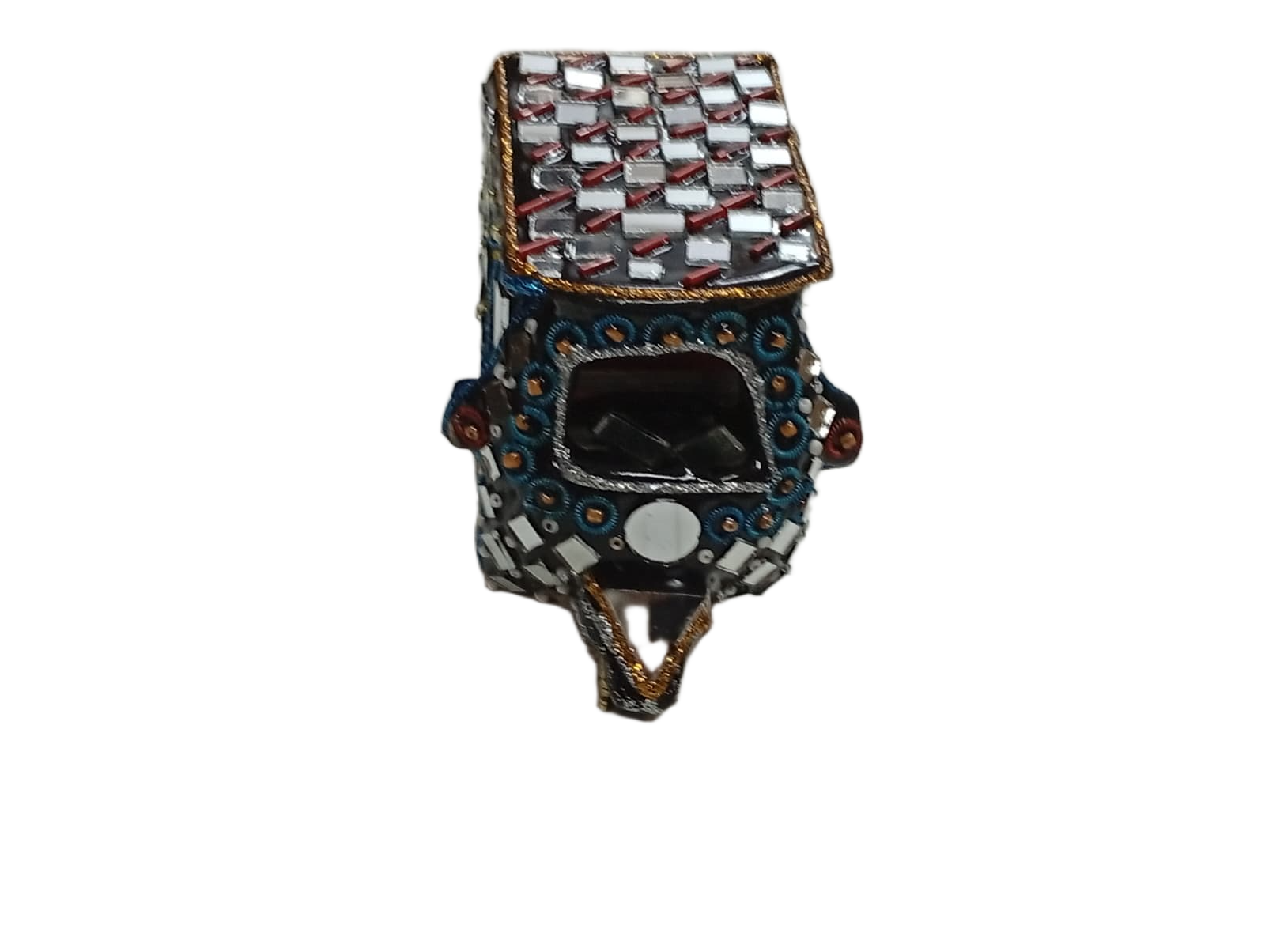 Decorative Mirror Work Rickshaw (L-10cm, W-5cm, H-7.5cm) - Image 6