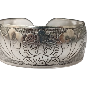 Handcrafted Traditional Floral Engraved Metal Cuff Bracelet