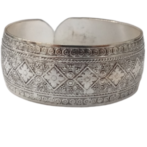 Handcrafted Traditional Floral Engraved Metal Cuff Bracelet