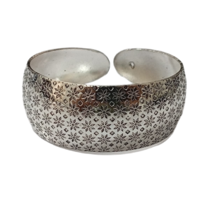 Handcrafted Traditional Floral Engraved Metal Cuff Bracelet