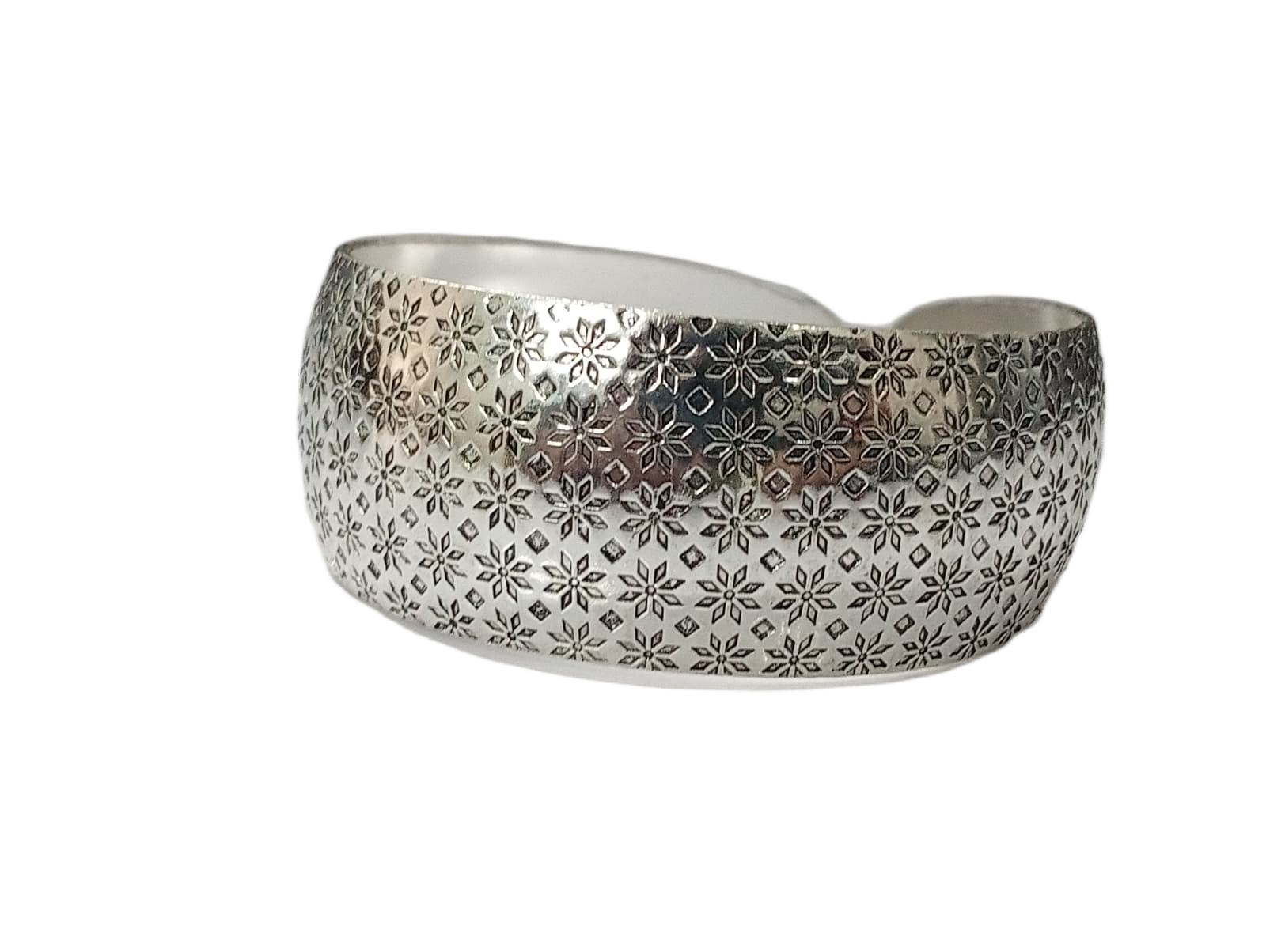 Handcrafted Traditional Floral Engraved Metal Cuff Bracelet - Image 5