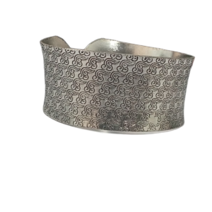 Handcrafted Traditional Floral Engraved Metal Cuff Bracelet