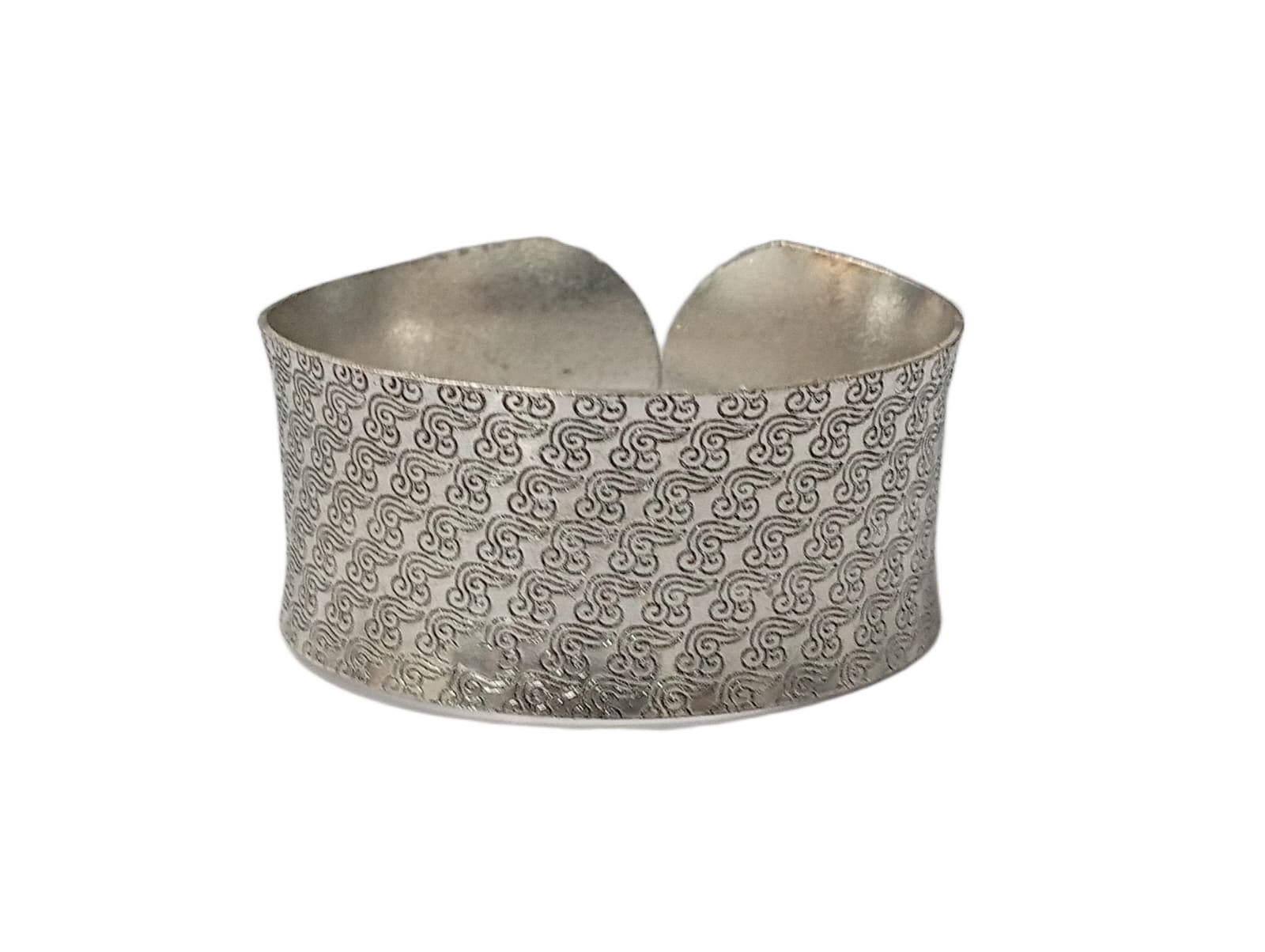 Handcrafted Traditional Floral Engraved Metal Cuff Bracelet - Image 4