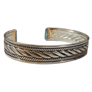 Handcrafted Traditional Floral Engraved Metal Cuff Bracelet