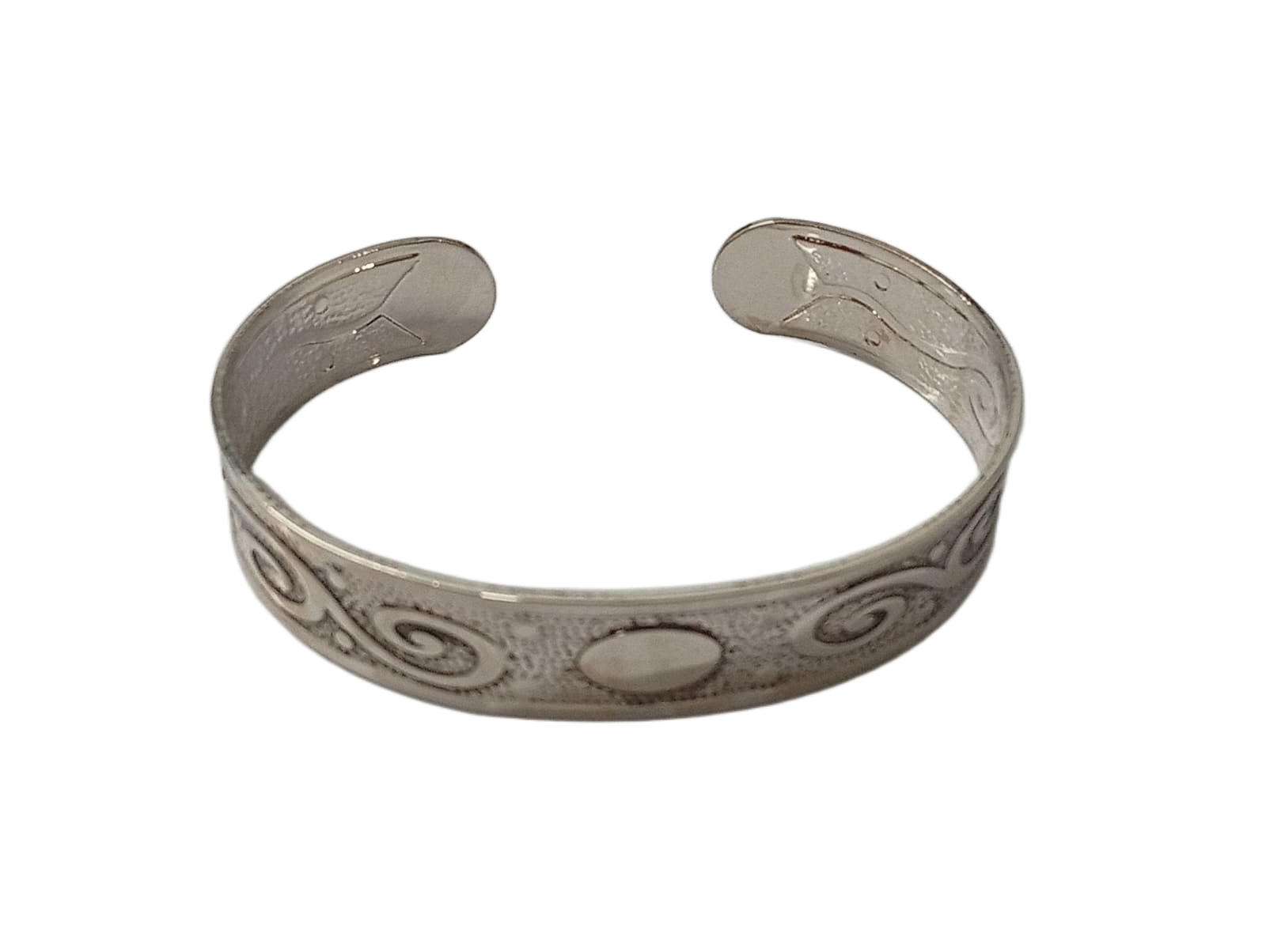 Handcrafted Traditional Floral Engraved Metal Cuff Bracelet - Image 5
