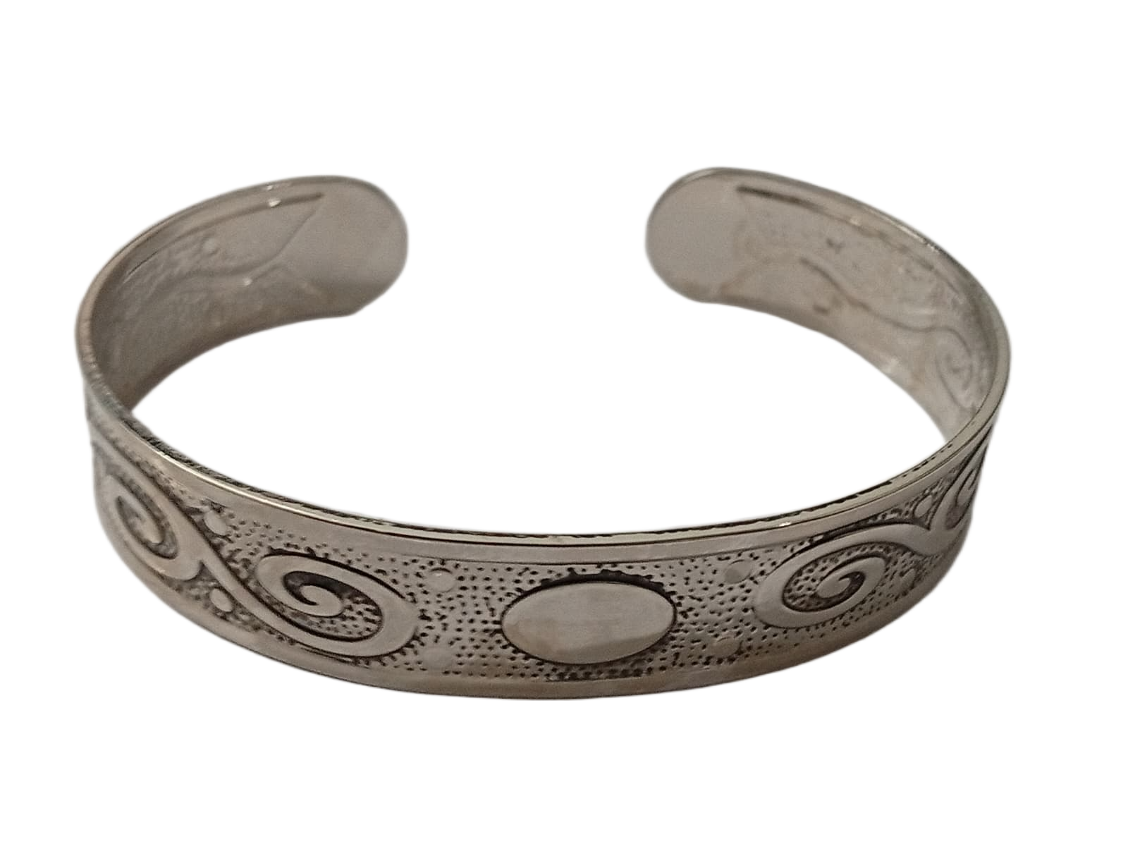 Handcrafted Traditional Floral Engraved Metal Cuff Bracelet - Image 6