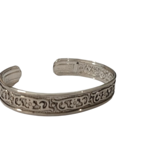 Handcrafted Traditional Floral Engraved Metal Cuff Bracelet