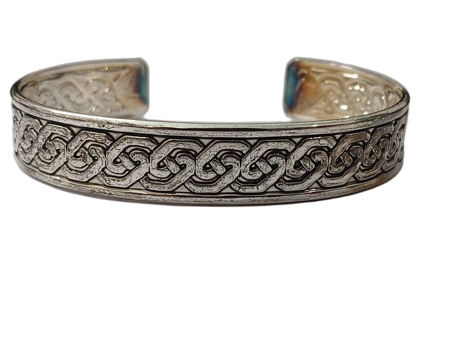 Handcrafted Traditional Floral Engraved Metal Cuff Bracelet - Image 2