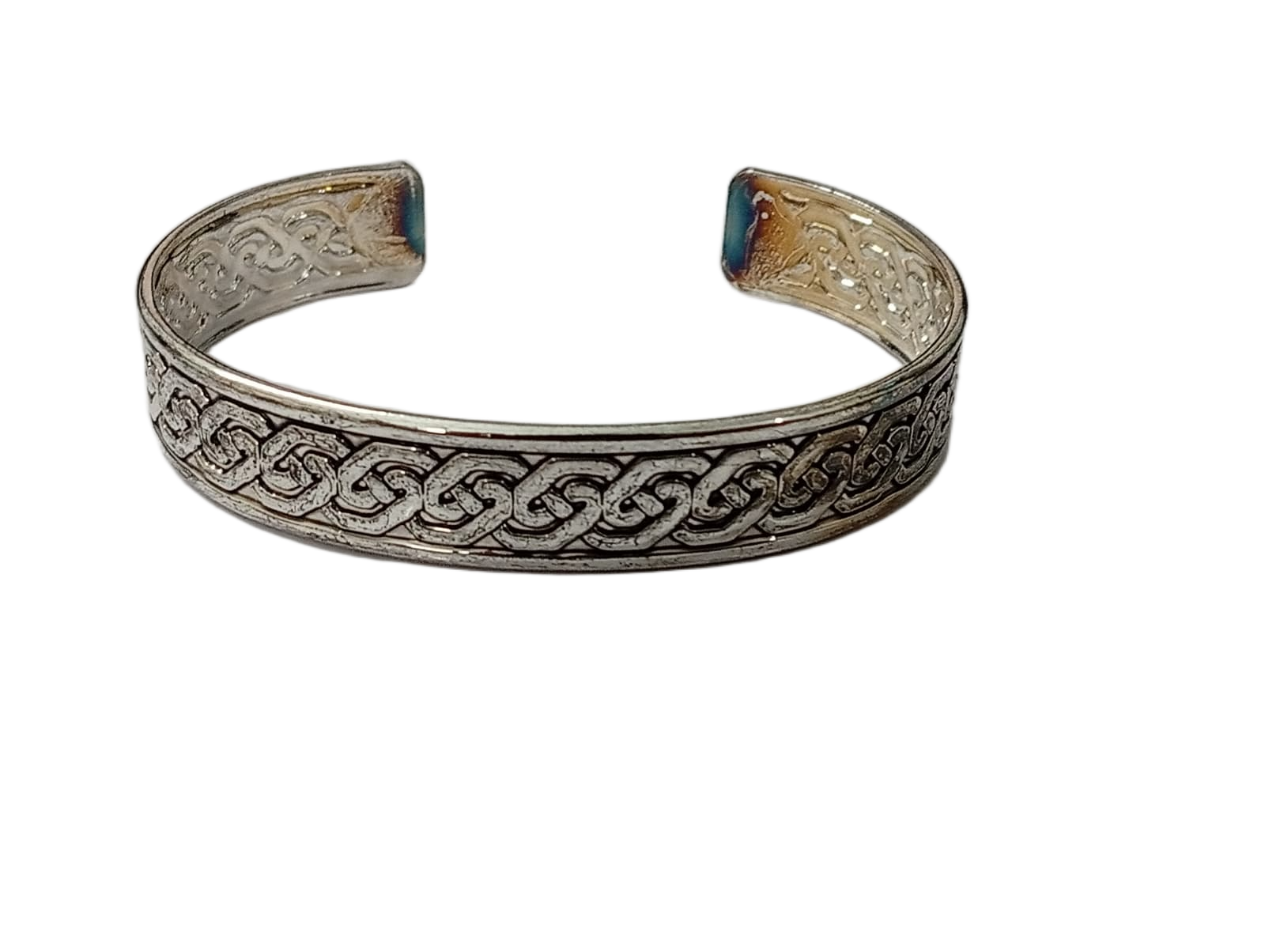 Handcrafted Traditional Floral Engraved Metal Cuff Bracelet - Image 3