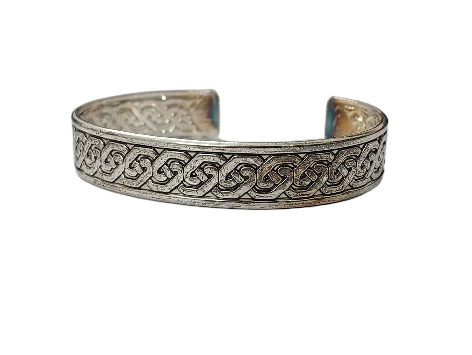 Handcrafted Traditional Floral Engraved Metal Cuff Bracelet - Image 4