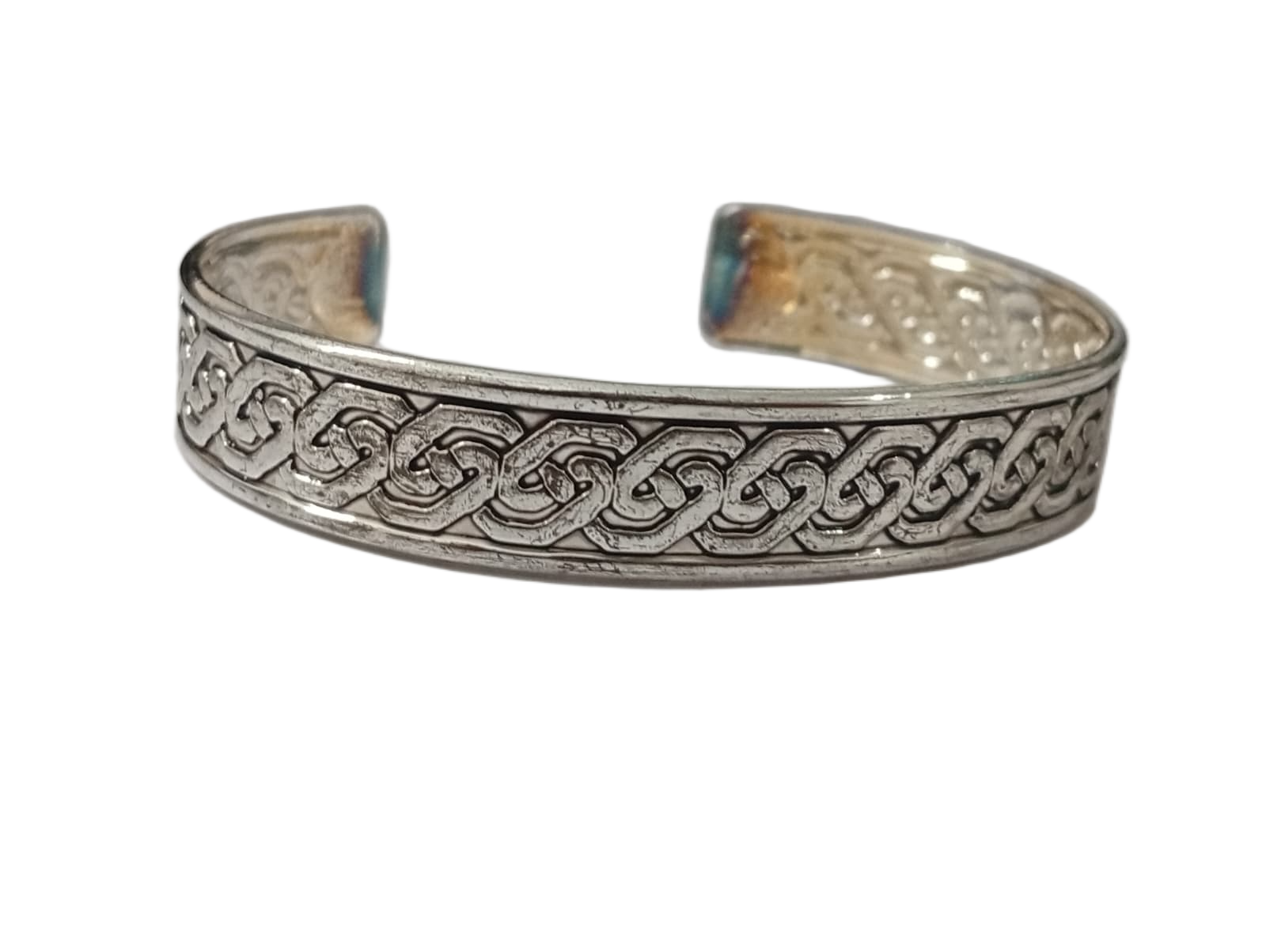 Handcrafted Traditional Floral Engraved Metal Cuff Bracelet - Image 6