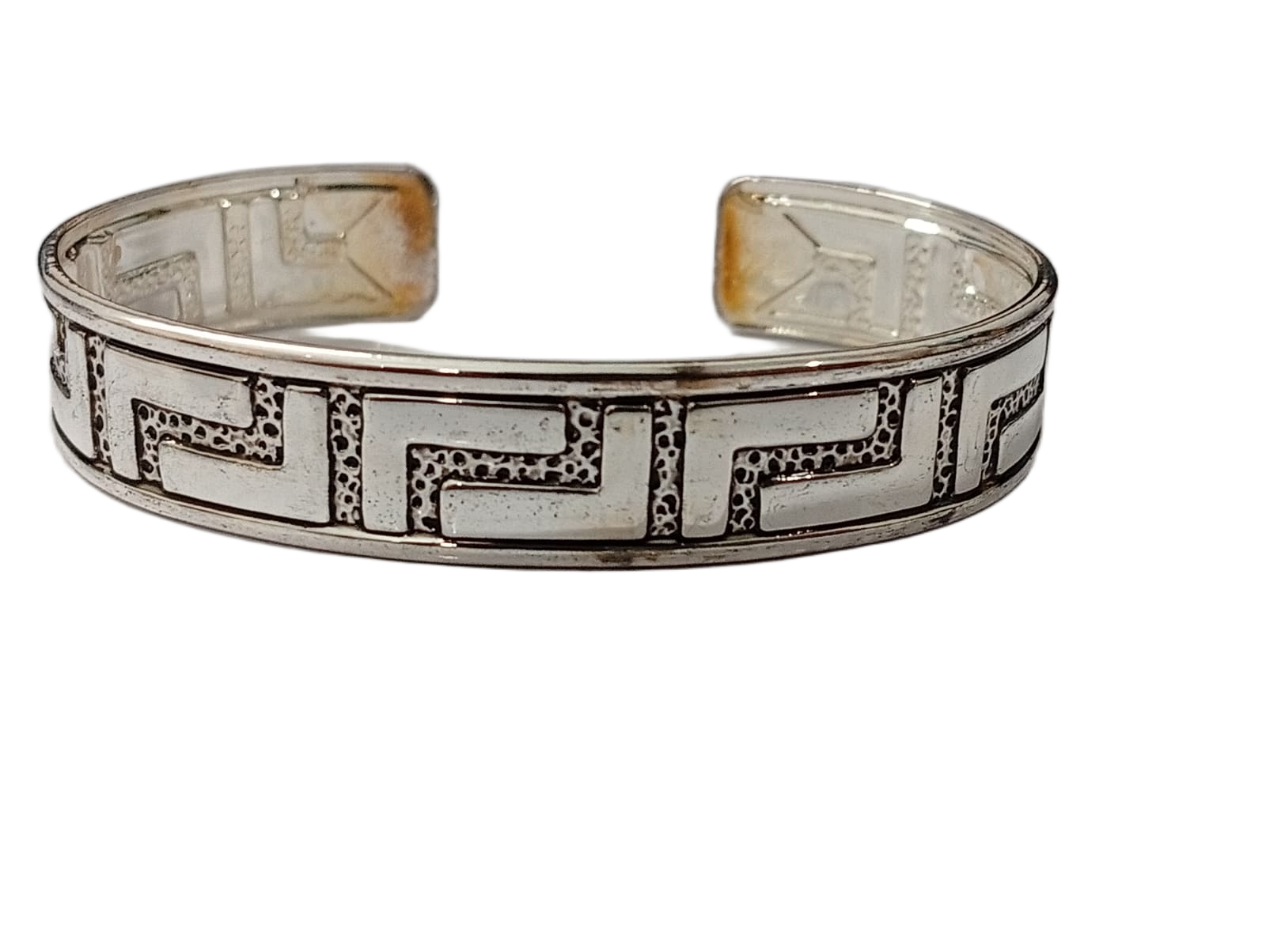 Handcrafted Traditional Floral Engraved Metal Cuff Bracelet - Image 2