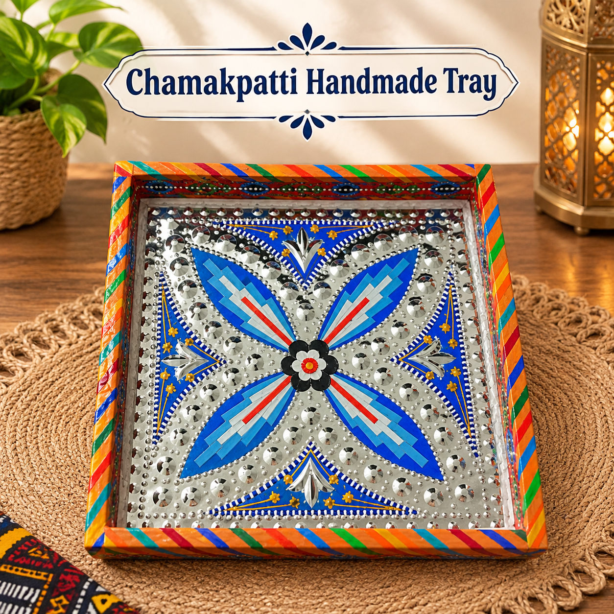 Chamakpatti Handmade Square Tray (26.5x26.5cm)