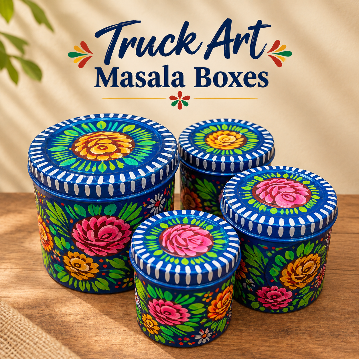 Truck Art Masala Box Set – Vibrant Handmade Spice Storage