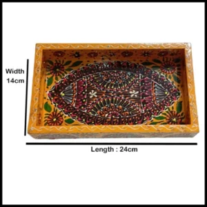 Handcrafted Bundi Decorative Serving Tray – Length: 24 cm × Width: 14 cm