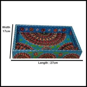 Handcrafted Bundi Decorative Serving Tray – Length: 27 cm × Width: 17 cm