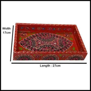 Handcrafted Bundi Decorative Serving Tray – Length: 27 cm × Width: 17 cm