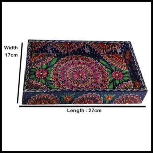 Handcrafted Bundi Decorative Serving Tray – Length: 27 cm × Width: 17 cm