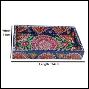 Handcrafted Bundi Decorative Serving Tray – Length: 24 cm × Width: 14 cm