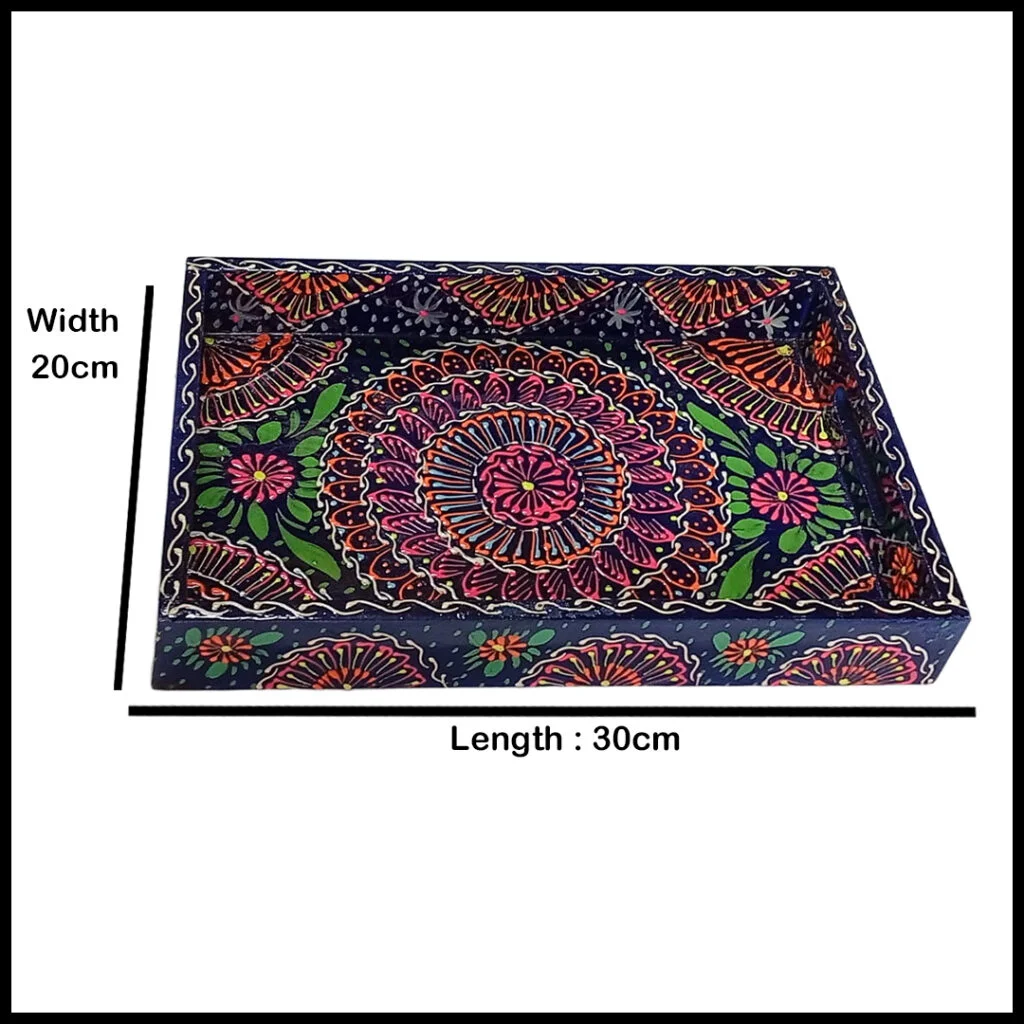 Handcrafted Bundi Decorative Serving Tray – Length: 30 cm × Width: 20 cm - Image 2