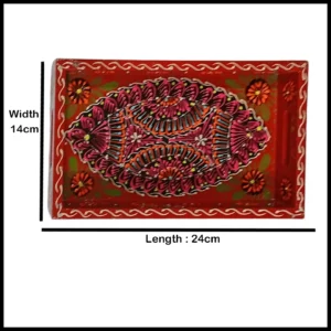 Handcrafted Bundi Decorative Serving Tray – Length: 24 cm × Width: 14 cm