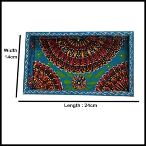 Handcrafted Bundi Decorative Serving Tray – Length: 24 cm × Width: 14 cm