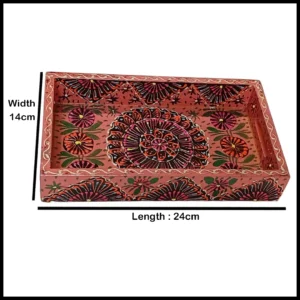 Handcrafted Bundi Decorative Serving Tray – Length: 24 cm × Width: 14 cm